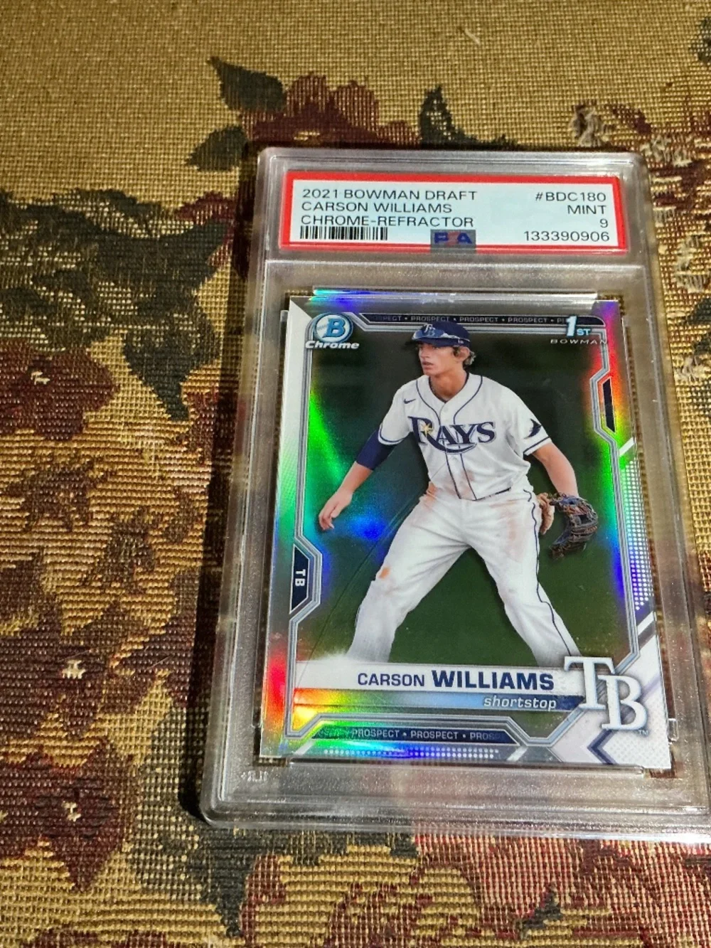 2021 BOWMAN DRAFT CHROME-REFRACTOR #BDC180 CARSON WILLIAMS Rookie Graded PSA 9
